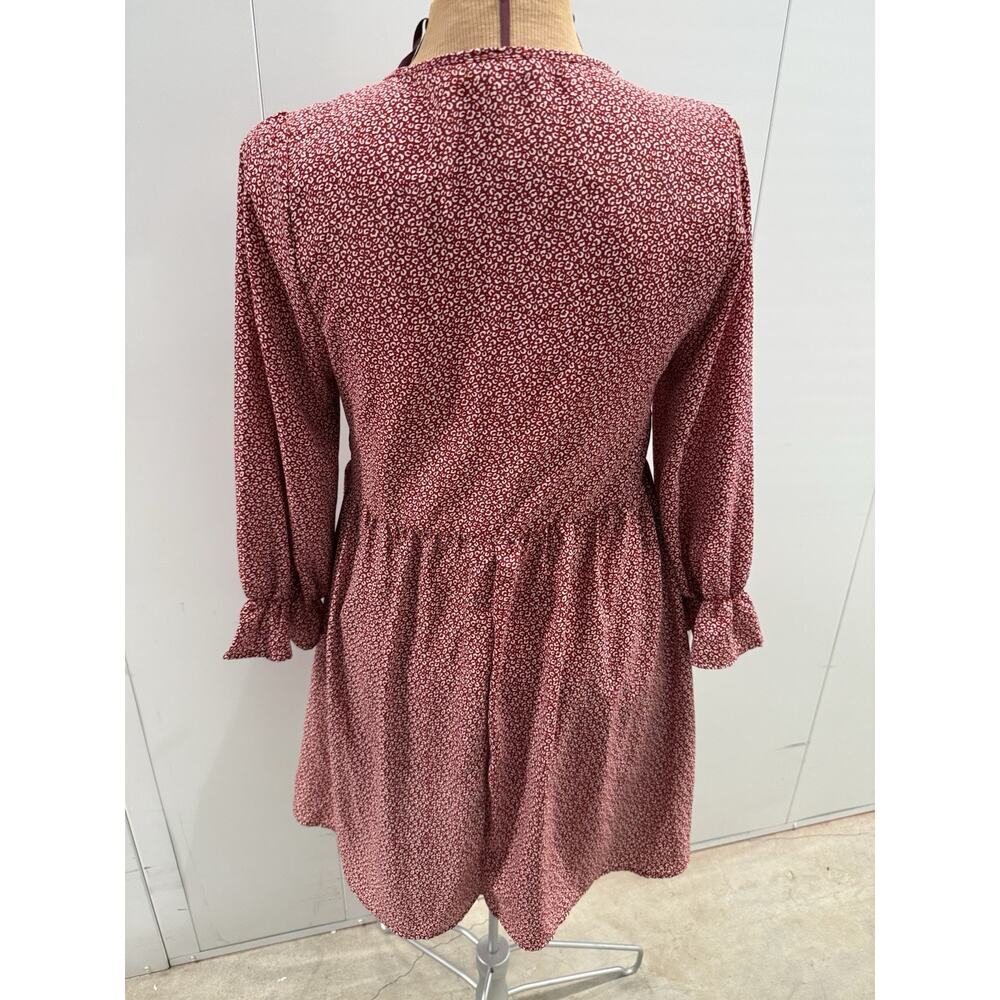 Peach Love California Large Womens Cottage Core Dress Red & White 3/4 Sleeves - Picture 2 of 6